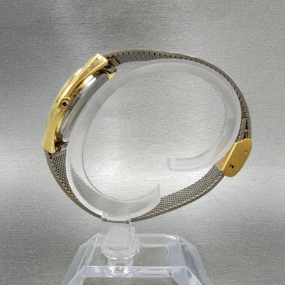 Bulova Caravelle Watch Men 33mm Gold Dial Gold Tone Daydate Round READ! New Batt6
