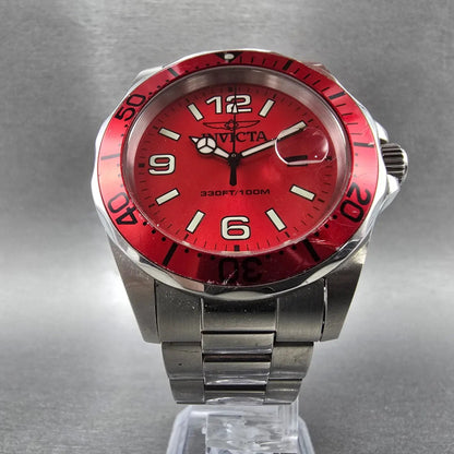 Invicta Pro Diver Watch Men 43mm Red Dial Silver Date Round 15440 New Battery5