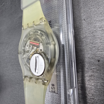 Swatch The People Watch Men 34mm Blue Dial Clear Case GZ126 New Battery NOS11
