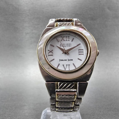 Ecclissi Watch Women 28mm White Dial Two Tone Sterling Silver 33035 New Battery7