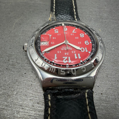Swatch Irony Happy Joe Red Watch Men 38mm Red Dial Steel Date Round New Battery4