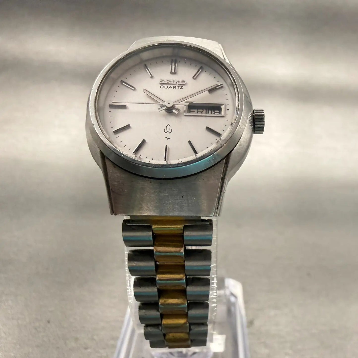 Seiko Watch Women 25mm Silver Dial Silver Tone Daydate Round 4326-0050 New Batt5