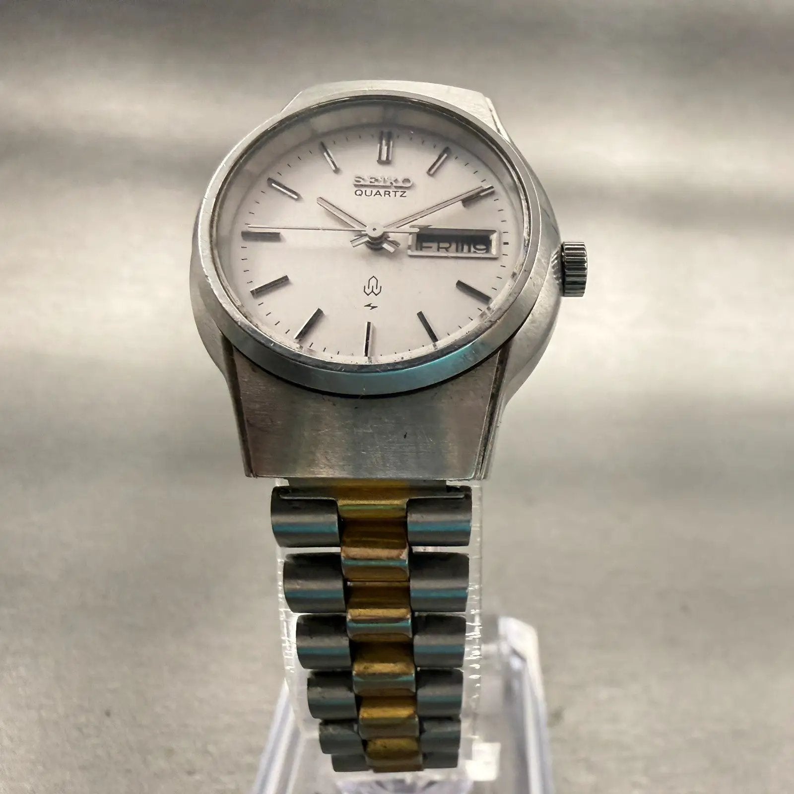 Seiko Watch Women 25mm Silver Dial Silver Tone Daydate Round 4326-0050 New Batt5