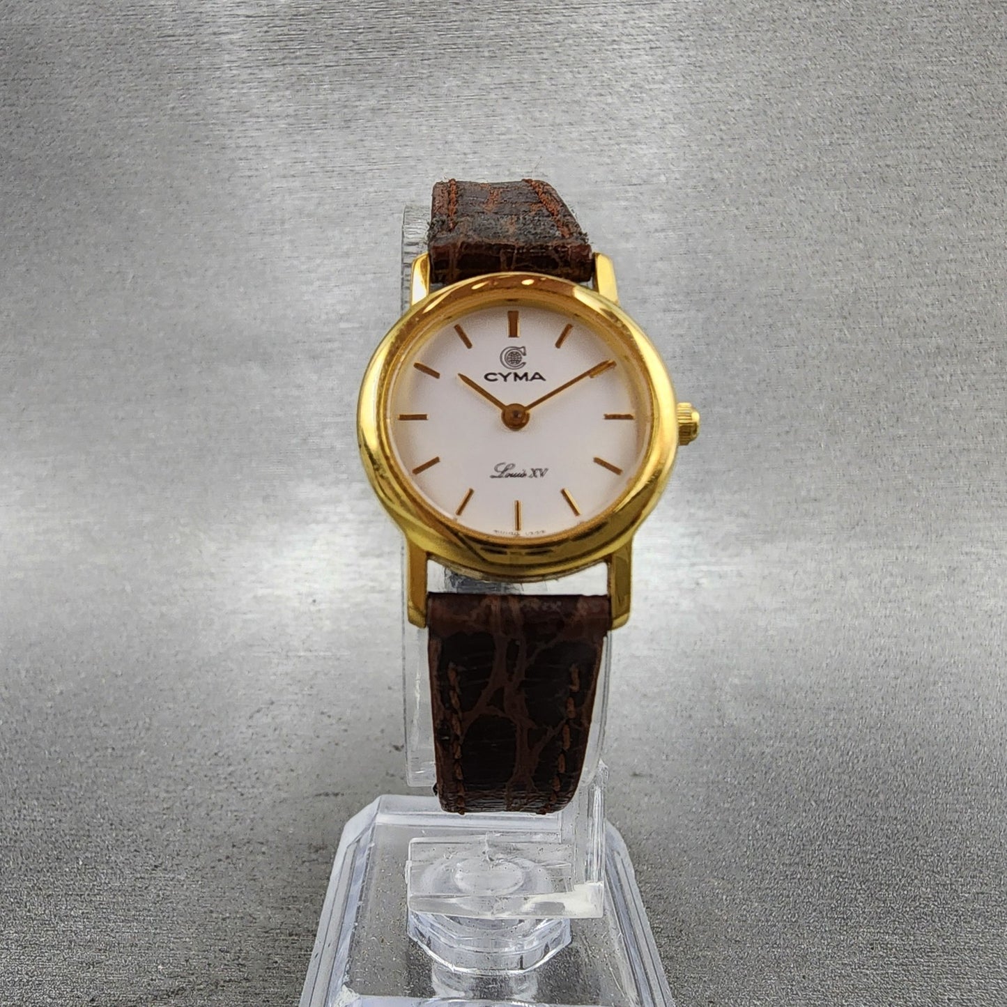 Cyma Louis XV Watch Women 22mm White Dial Gold Tone Round 348 New Battery5