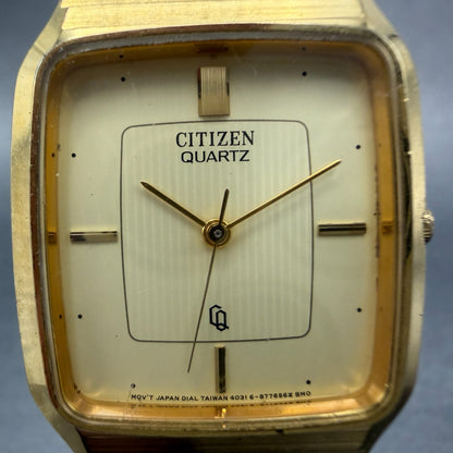 Citizen Tank Watch Men 27mm Champagne Dial Gold Rectangle 4031-893514 New Batt1