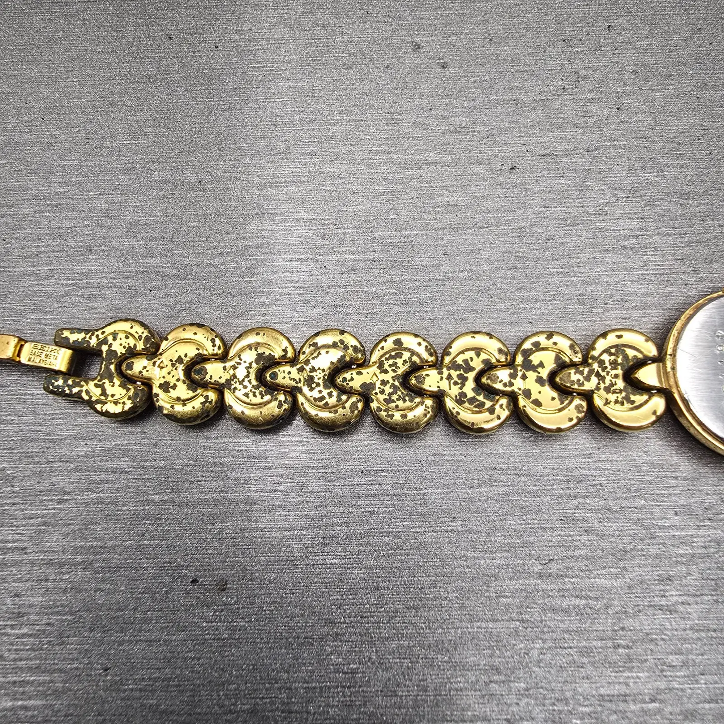 Seiko Watch Women 20mm Gold Dial Gold Tone Round 1N00-0K59 New Battery Vintage10