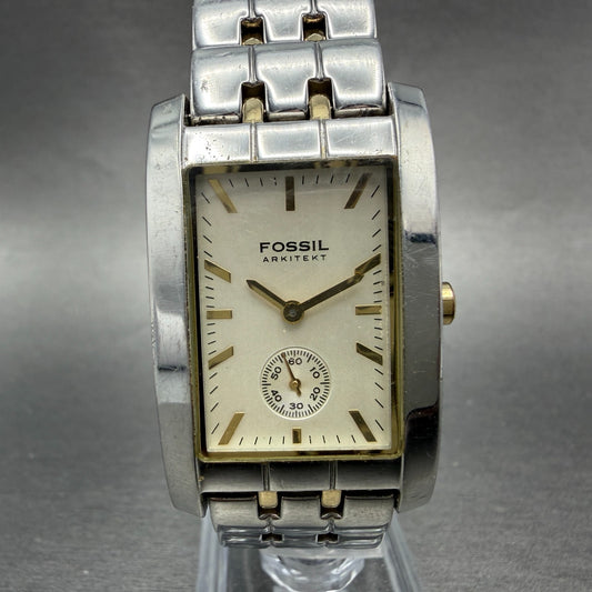 Fossil Arkitekt Tank Watch Women 25mm White Dial Steel Rectangle FS-2841 NewBatt0