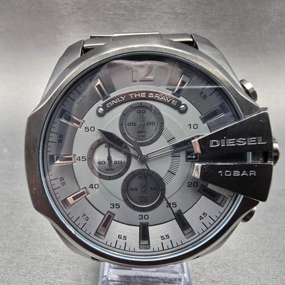 Diesel Mega Chief Watch Men 54mm Gray Dial Gray Tone Date Round New battery0