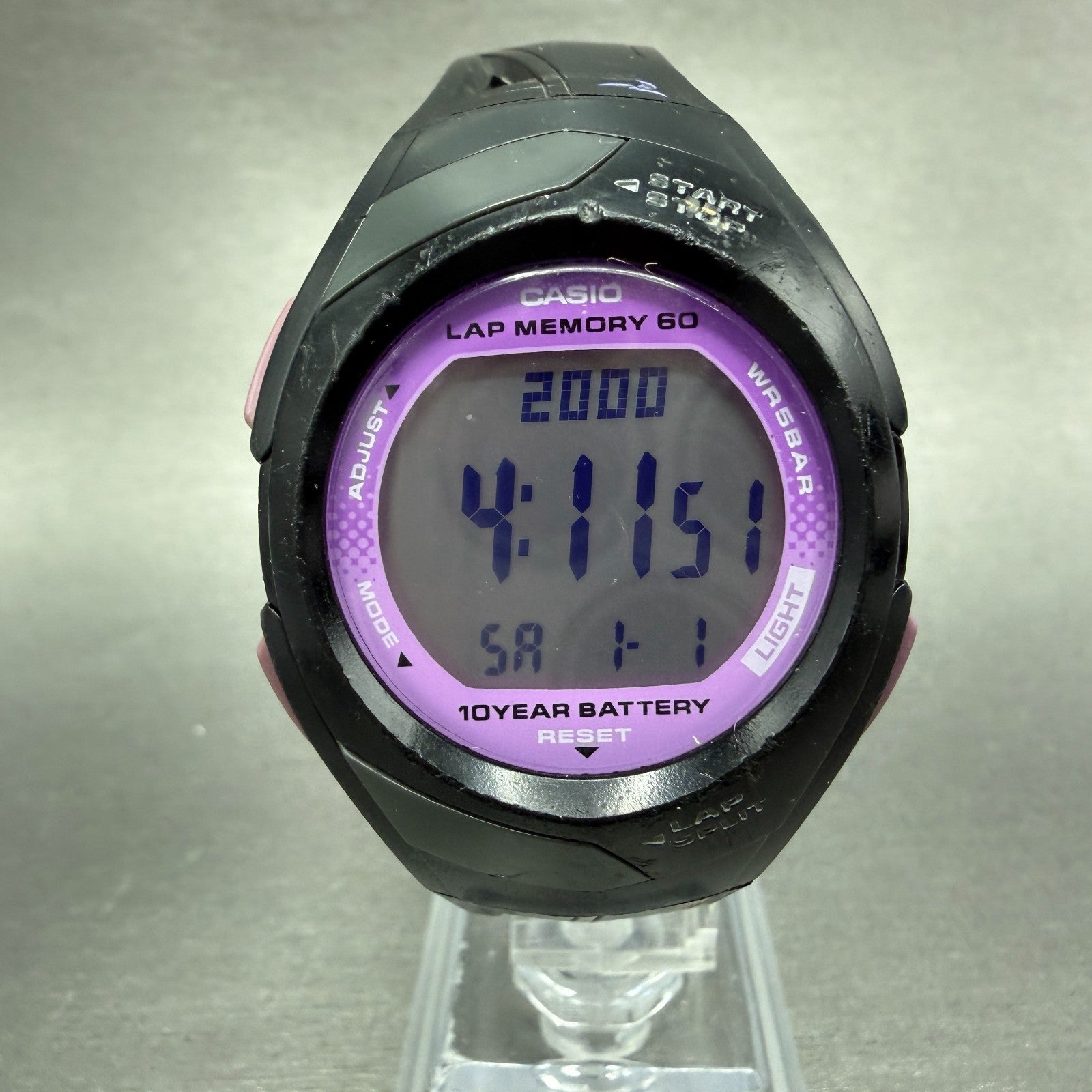 Casio PHYS STR-300 Watch Women 36mm Digital Black Purple Alarm Chrono New Batt0