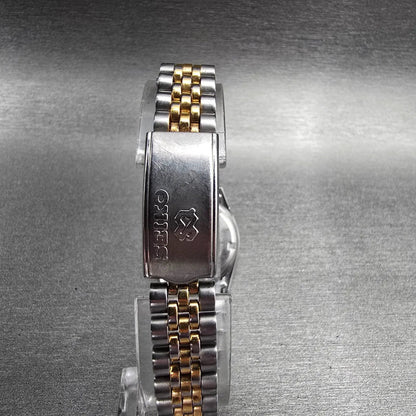 Seiko SQ Watch Women 23mm Blue Dial Two Tone Daydate Round 3Y03-0169 New Battery7
