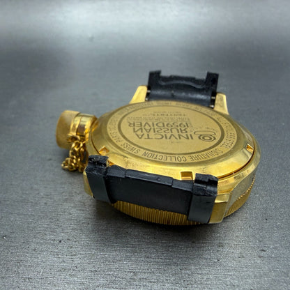 Invicta Russian Diver Watch Men 52mm Black Dial Gold Tone Round 1436 New Battery8