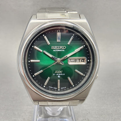 Seiko DX Automatic Watch Men 37mm Green Dial Steel Daydate 7009786A Runs0