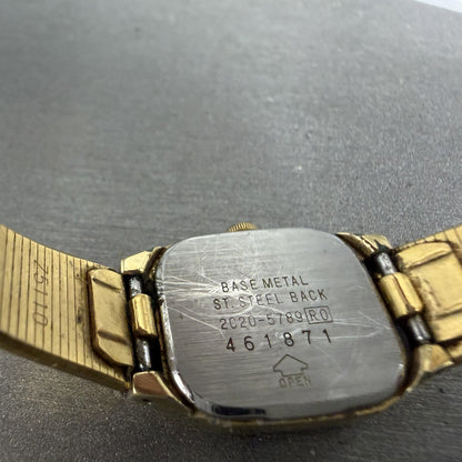 Seiko Watch Women 17mm Brown Dial Gold Tone Rectangle 2C20-5789 New Battery CBA9
