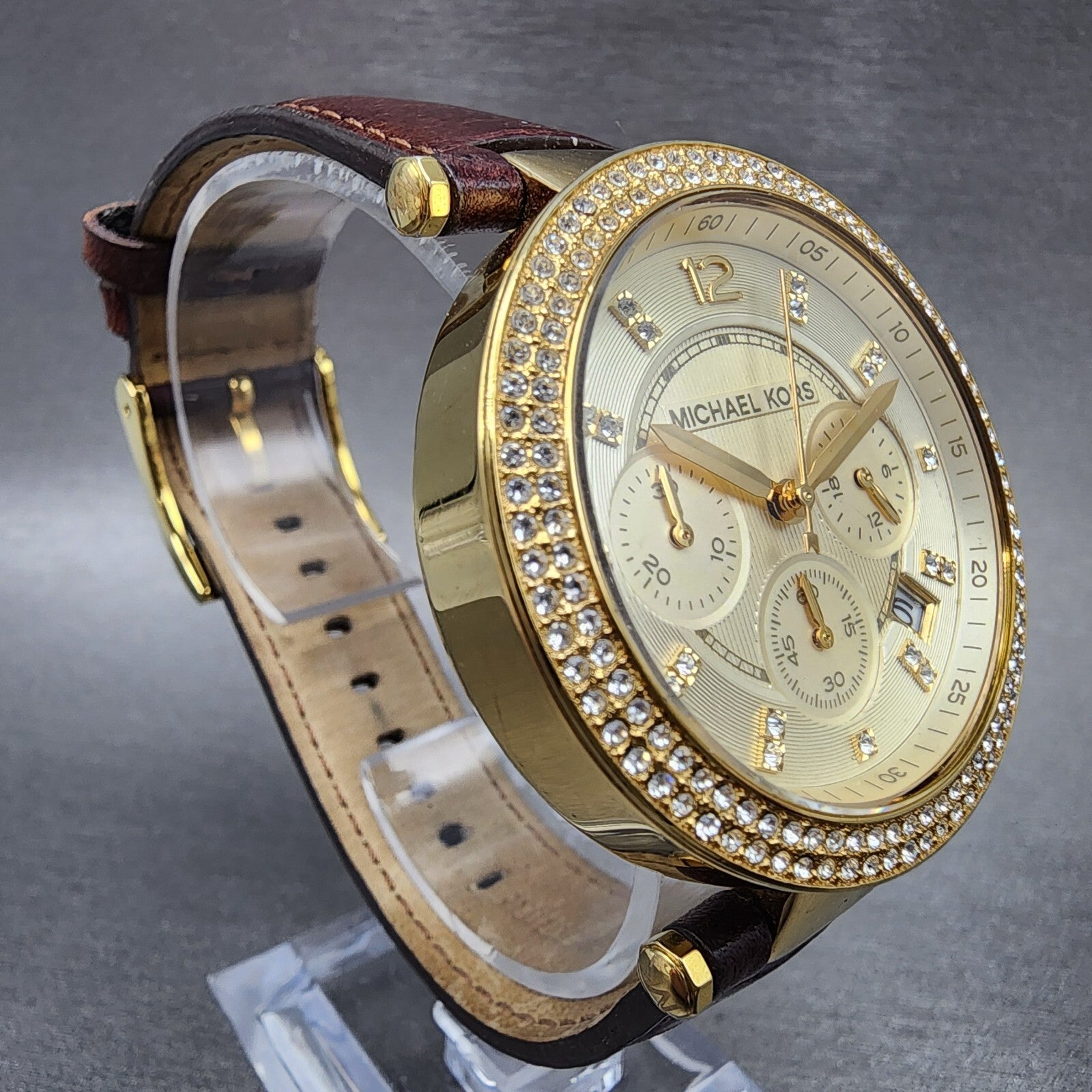 Michael Kors Parker Watch Women 39mm Champagne Dial Gold Tone MK2249 New Battery3