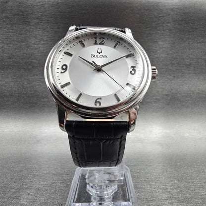 Bulova Watch Men 38mm Silver Dial Silver Tone Round 96A28 New Battery5