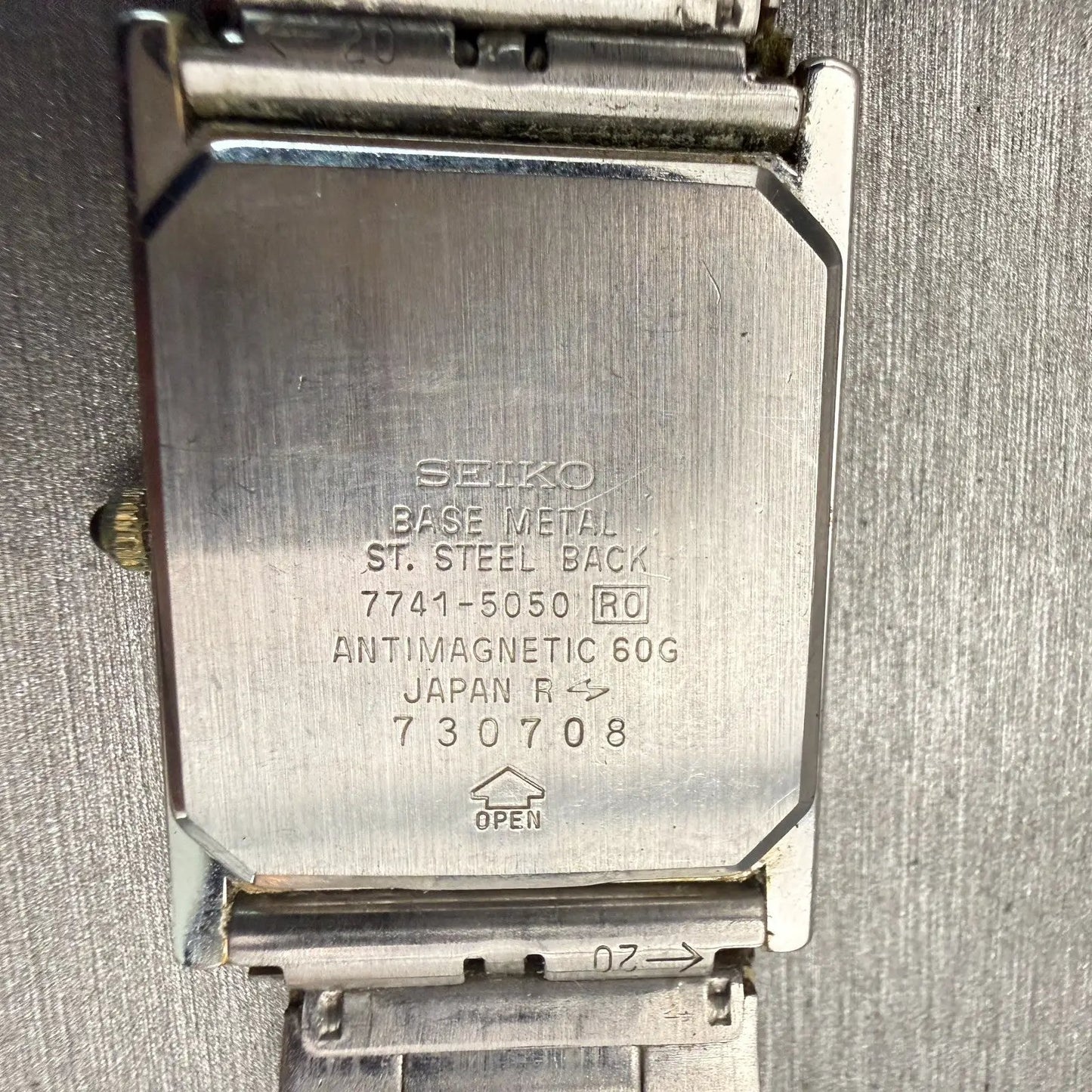 Seiko Dolce Watch Men 25mm Silver Dial Two Tone Rectangle 7741-5050 New Battery10