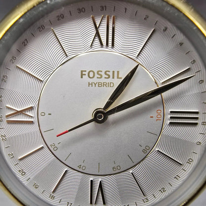 Fossil Jacqueline Hybrid Watch Women 36mm White Dial Gold FTW5020 New Battery1
