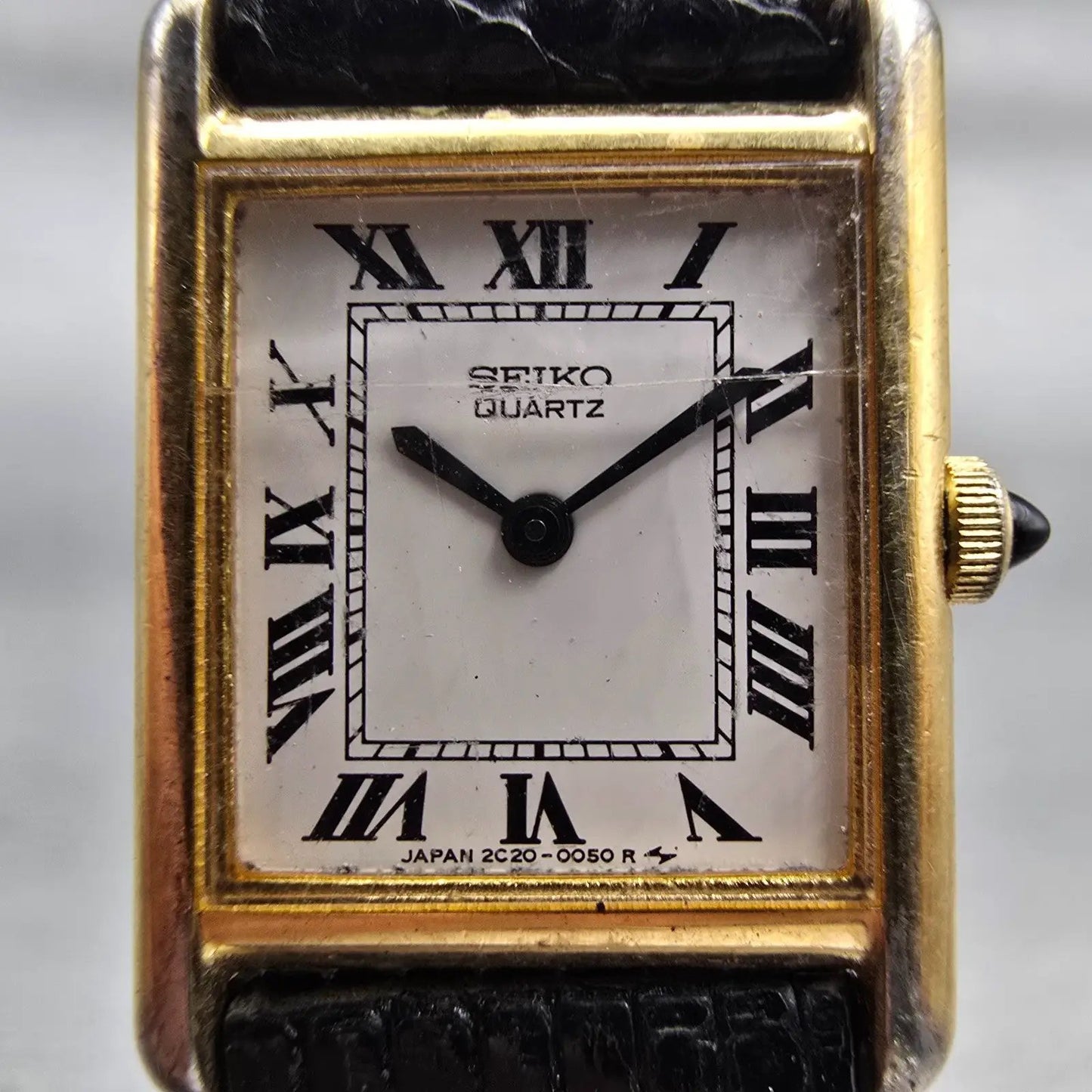 Seiko Tank Watch Women 17mm White Dial Gold Tone Rectangle 2C20-5019 New Battery1