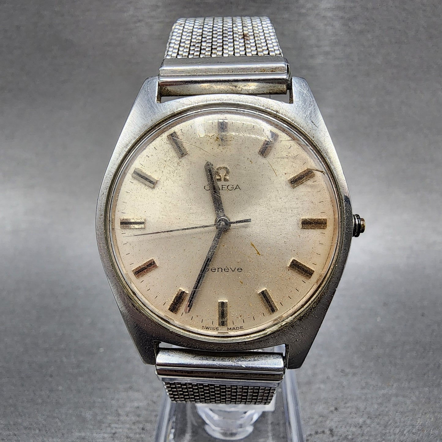Omega Geneve Watch Men 35mm White Dial Steel Round 135.041 Cal 601 PARTS0