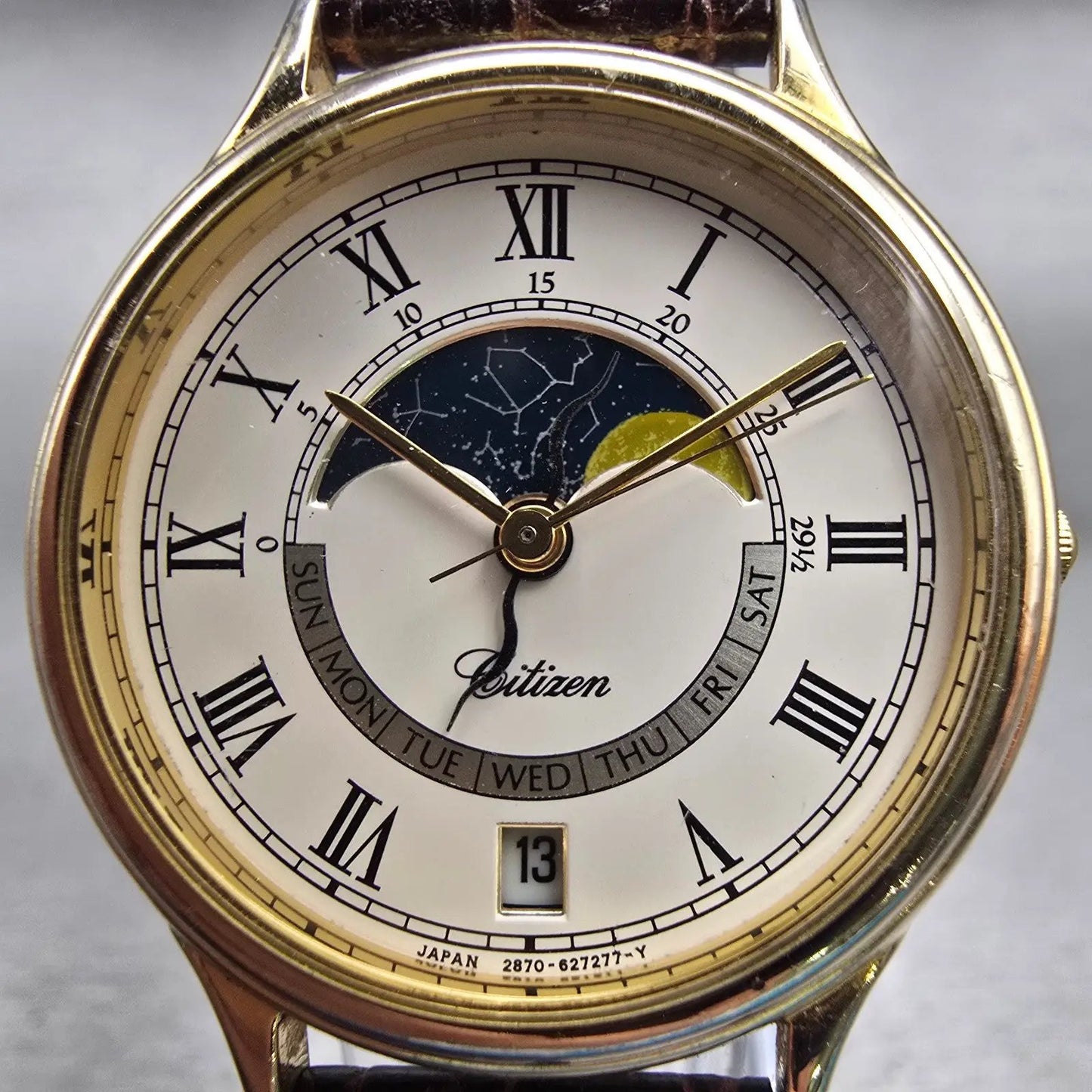 Citizen Astro Fantasy Moon Phase Watch Women 30mm White Dial Gold Tone New Batt1