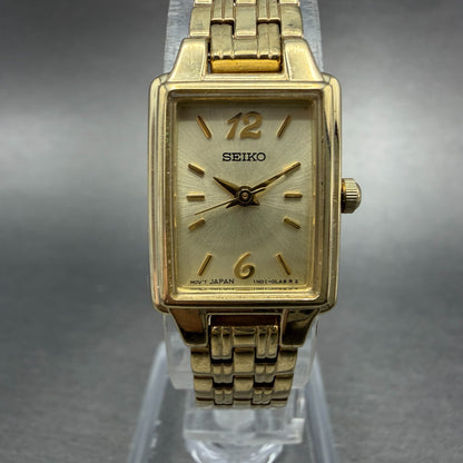 Seiko Tank Watch Women 16mm Champagne Dial Gold Tone 1N01-0FH0 New Battery NHJ0