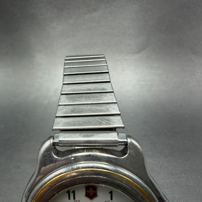 Swiss Army Victorinox Watch Men 39mm White Dial Two Tone Date Round PARTS VTG5