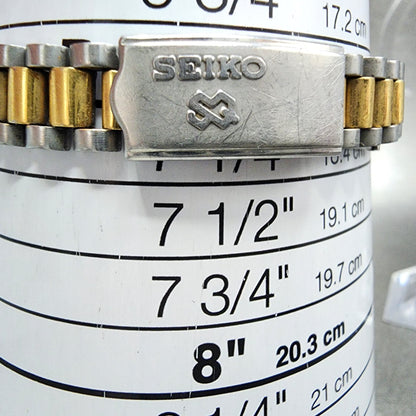 Seiko SQ Watch Women 24mm Gold Dial Two Tone Daydate 24mm Round New Battery B1210