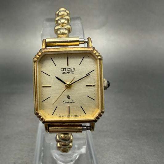 Citizen CQ Castaila Watch Women 20mm Champagne Dial Gold Tone 4-751728 New Batt0