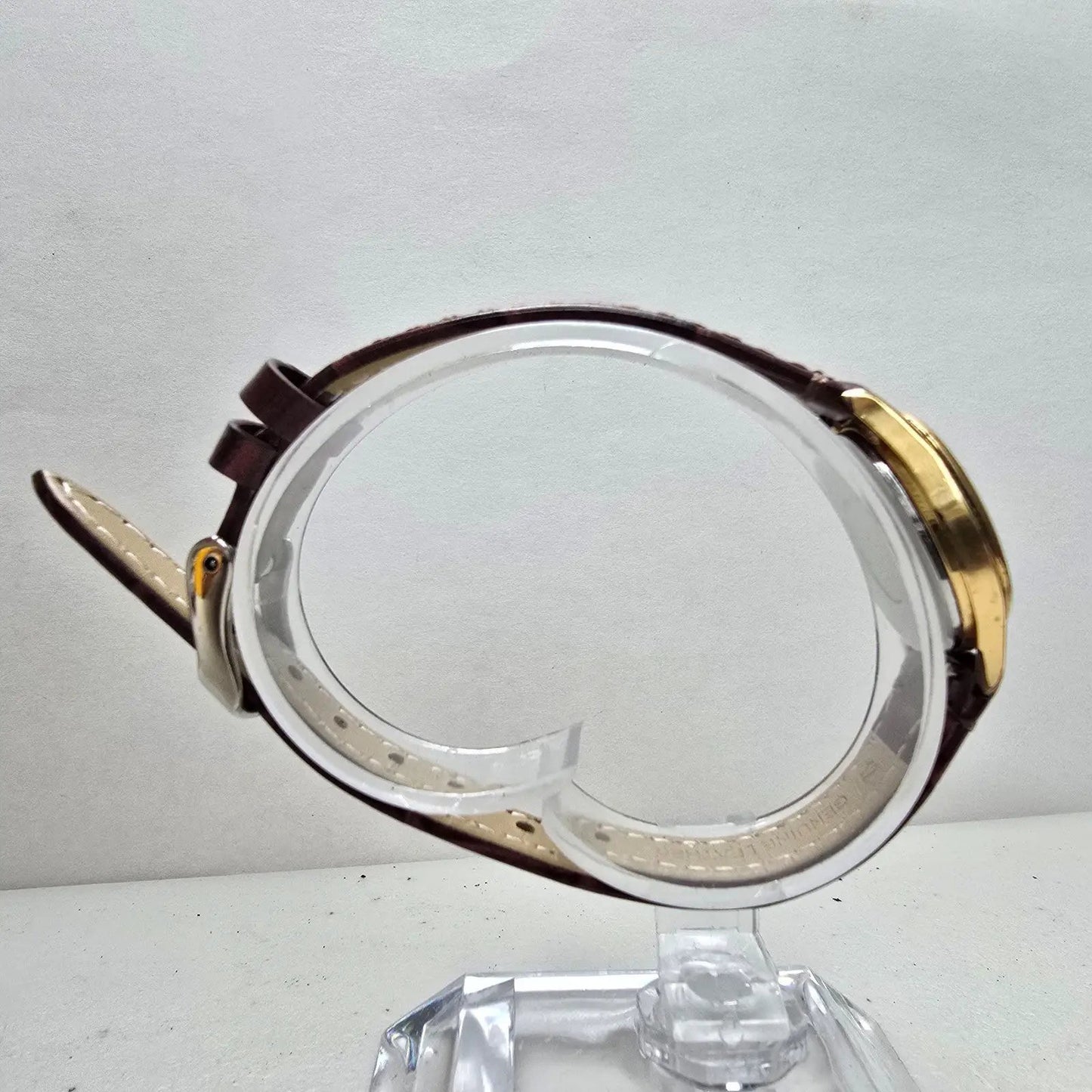 Omega Seamaster Watch Women 23mm Gold Dial Gold Tone Date Round 1380 New Battery9