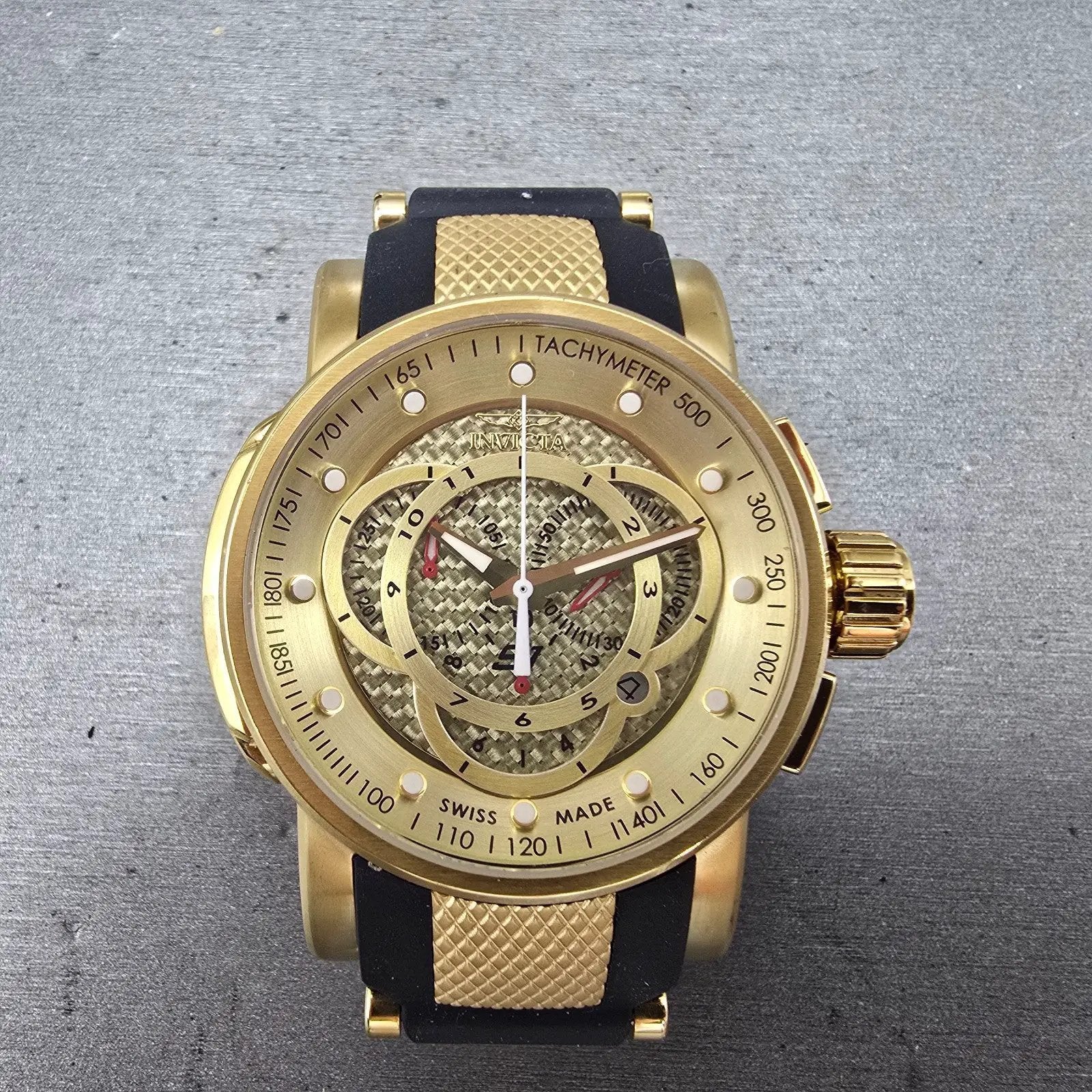 Invicta S1 Chronograph Watch Men 48mm Champagne Dial Gold Tone Date 0899 New Bat0