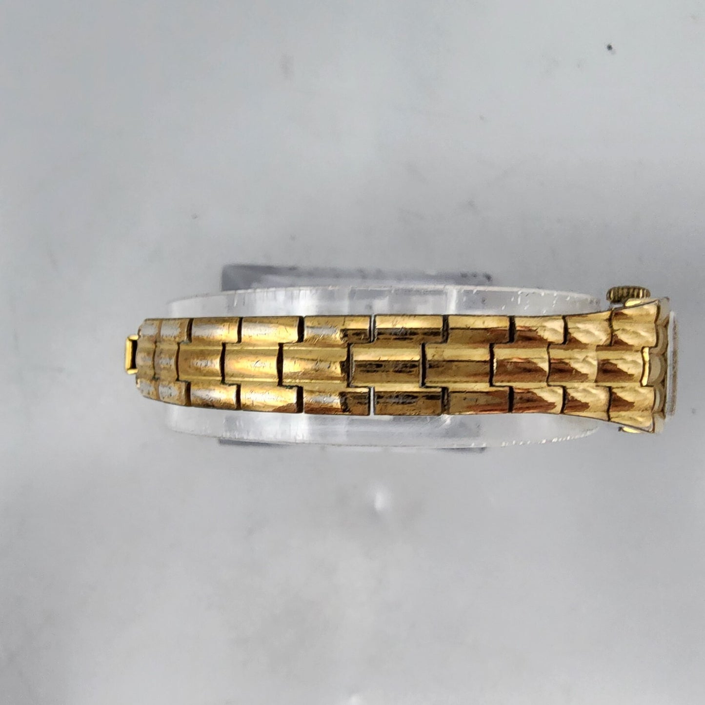 Stowa Pallas Watch Women Gold Tone Gold Dial 16mm Rectangle Manual Wind Runs