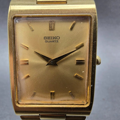 Seiko Tank Watch Men 26mm Champagne Dial Gold Tone Rectangle 5Y94-5119 PARTS2