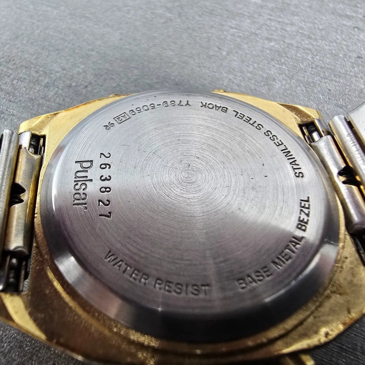Pulsar Digital Watch Men 34mm Gold Alarm Chronograph Y789-5059 READ!!! New Batt9