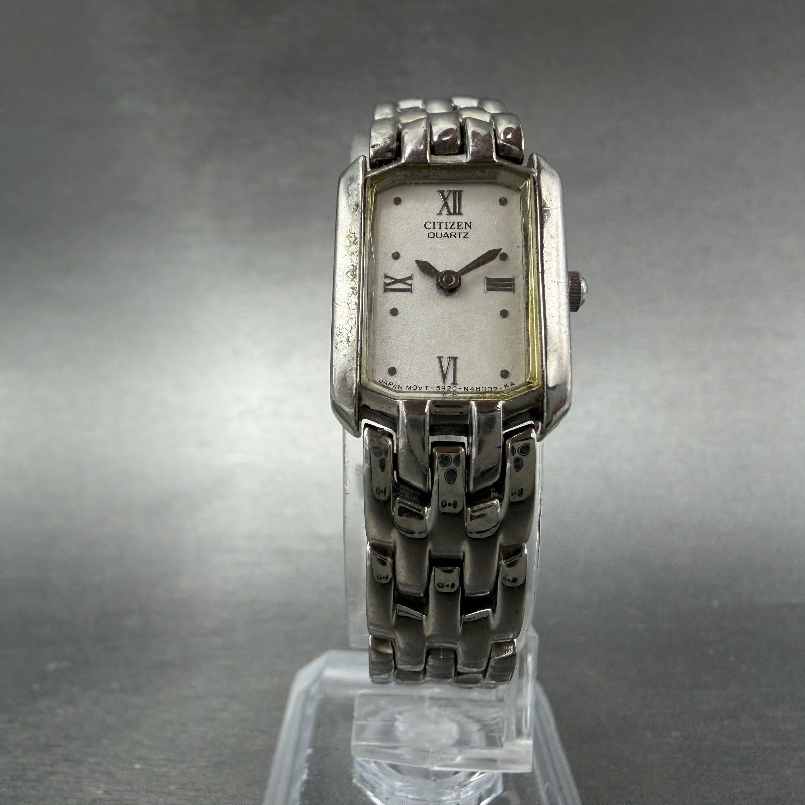 Citizen Tank Watch Women 17mm White Dial Silver Tone 5920-S53124 New Battery5