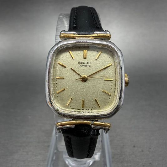 Seiko Watch Women 21mm Champagne Dial Two Tone Rectangle 1421-5400 New Battery0