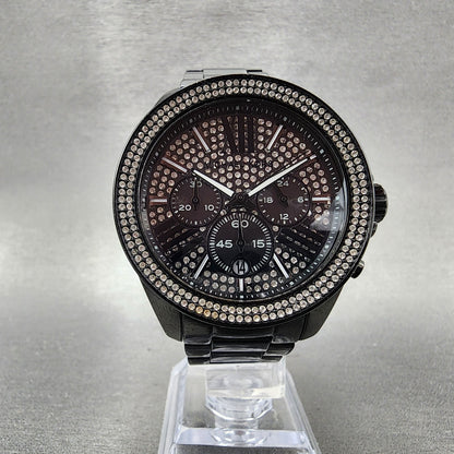 Michael Kors Wren Chronograph Watch Women 41mm Crystal Dial Black Date Newbat5