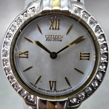 Citizen Eco-Drive Watch Women 21mm MOP Dial Two Tone Gemmed B023-S019249 Works1