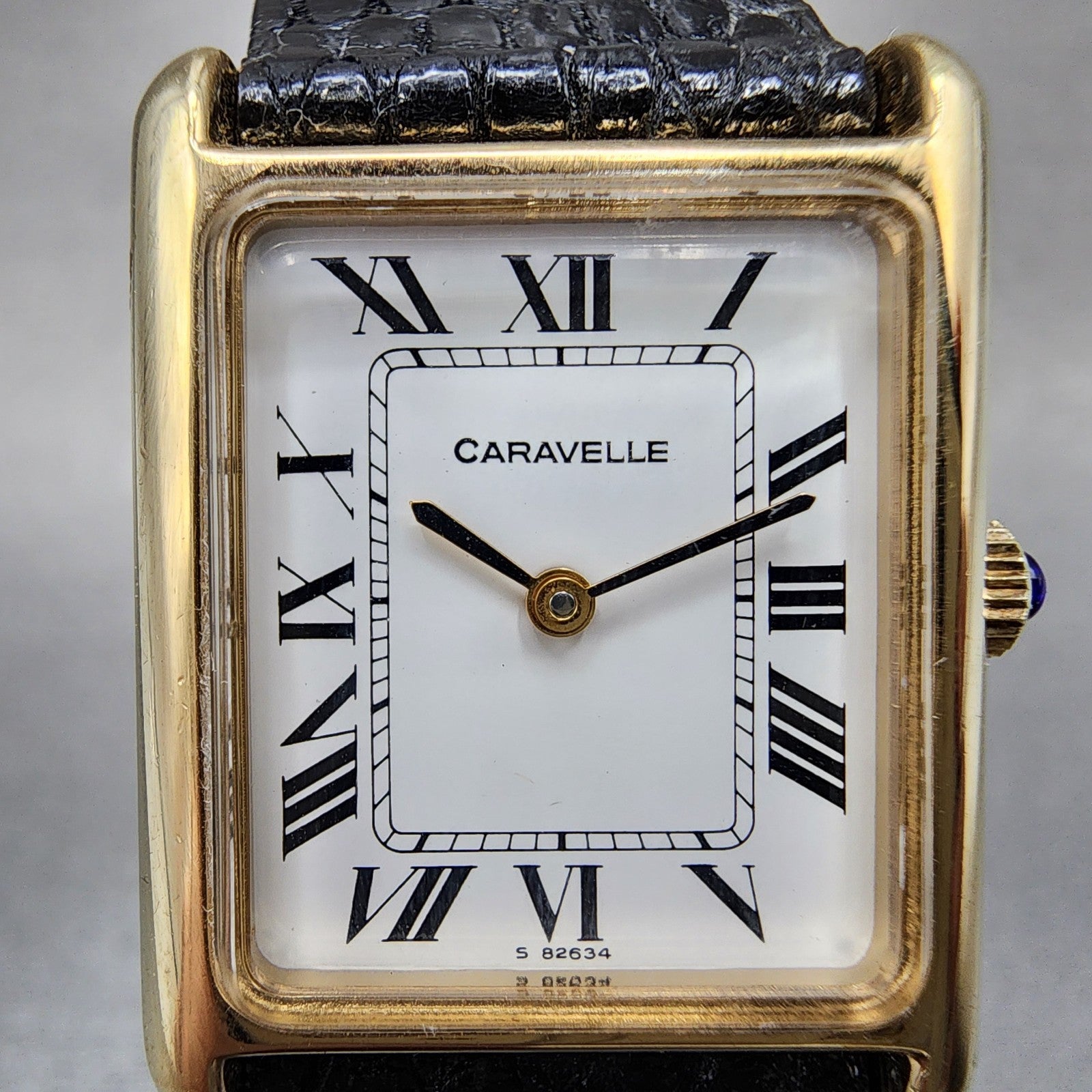 Bulova Caravelle Tank Watch Women 23mm White Dial Gold Tone Rectangle Manual1