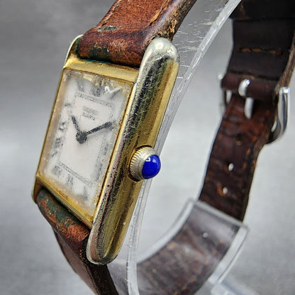 Seiko Tank Watch Women 17mm White Dial Gold Tone Rectangle READ!!!!! New Battery