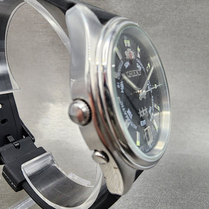 Orient Tri Star Watch Men 37mm Black Dial Steel Daydate Auto EM04D1 PARTS4