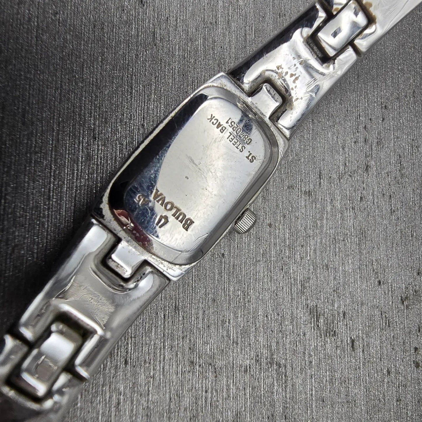 Bulova Watch Women 13mm Blue Dial Silver Tone Rectangle 96L98 New Battery10