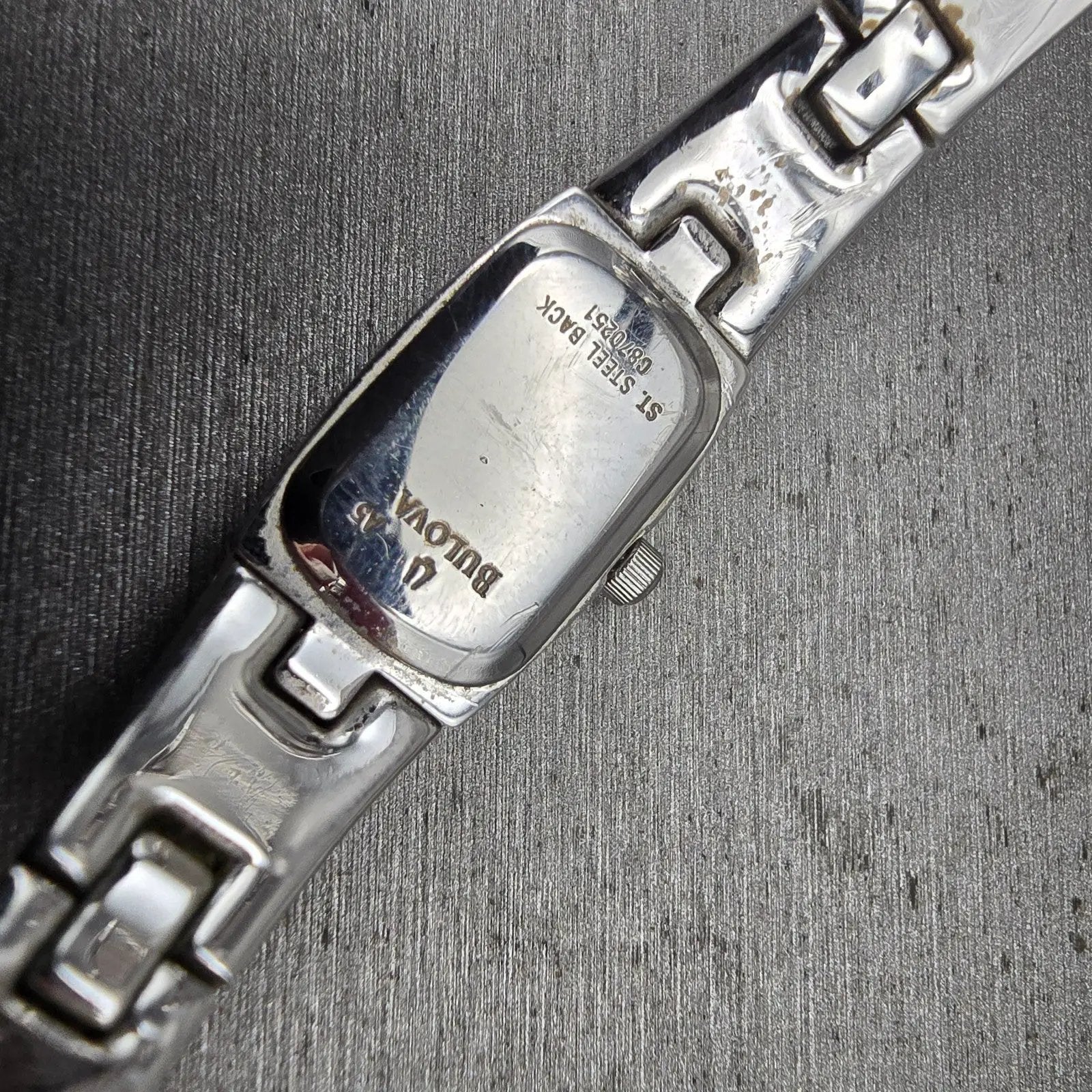 Bulova Watch Women 13mm Blue Dial Silver Tone Rectangle 96L98 New Battery10