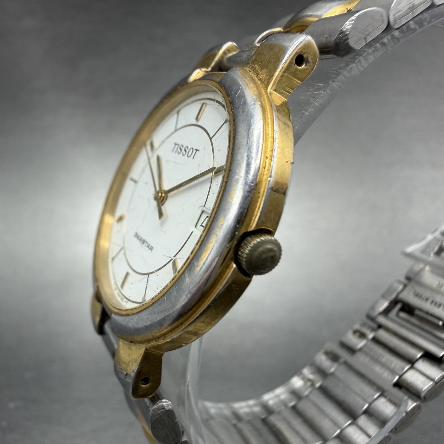 Tissot Seastar Watch Men 32mm White Dial Two Tone Date Round T251 New Batt2