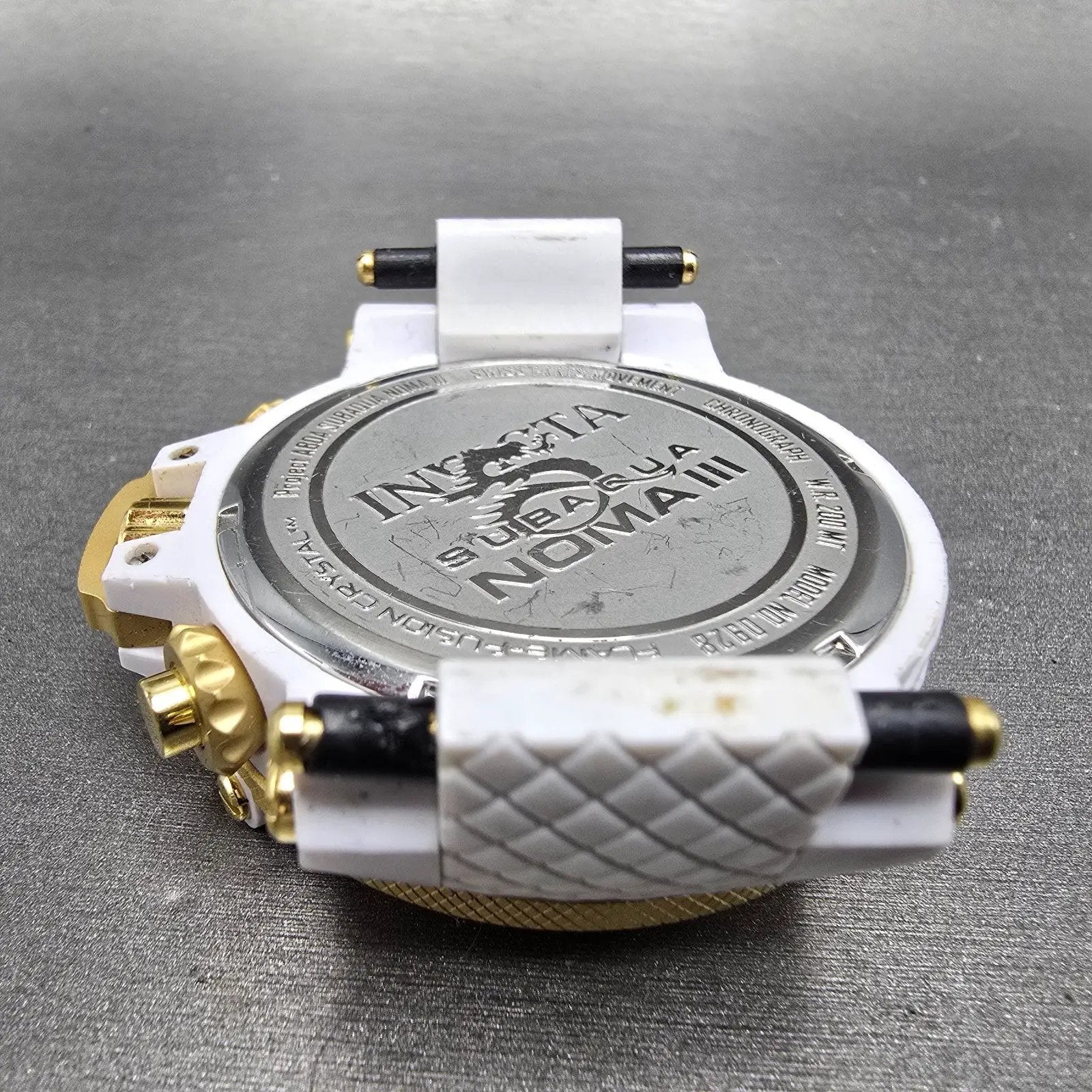Invicta Sub Aqua Noma II Chronograph Watch Men 50mm Skeleton Dial White Tone Run8