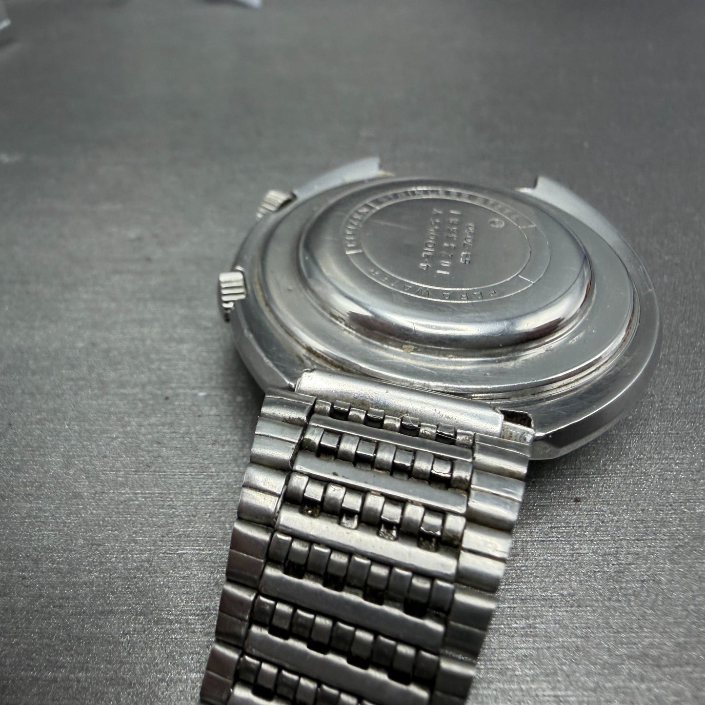 Citizen Alarm Date Watch Men 42mm Black Dial Silver Tone 4-310055 Manual Runs13