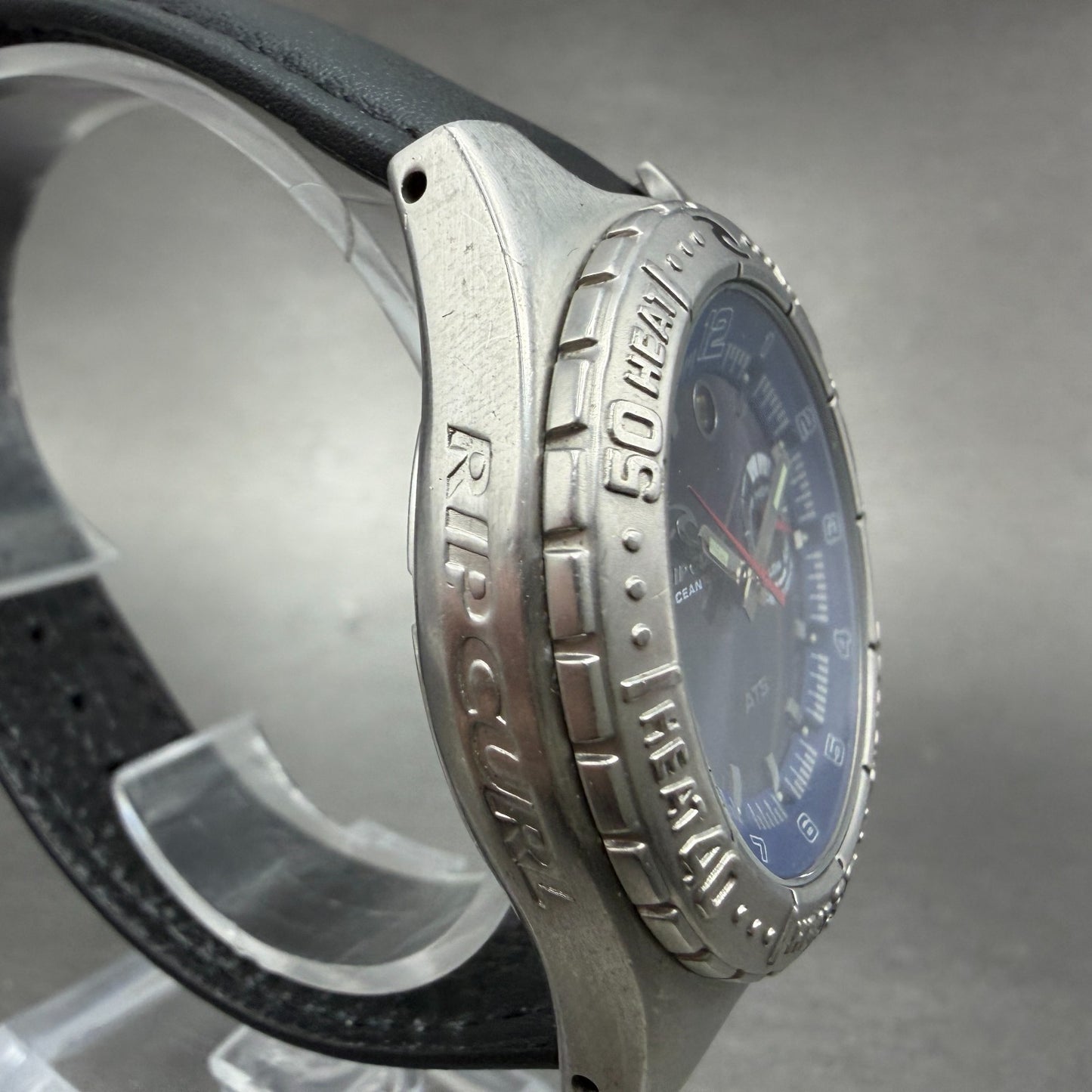 Ripcurl ATS Tide Dive Watch Men 41mm Blue Dial Silver Tone Date Round New batt3
