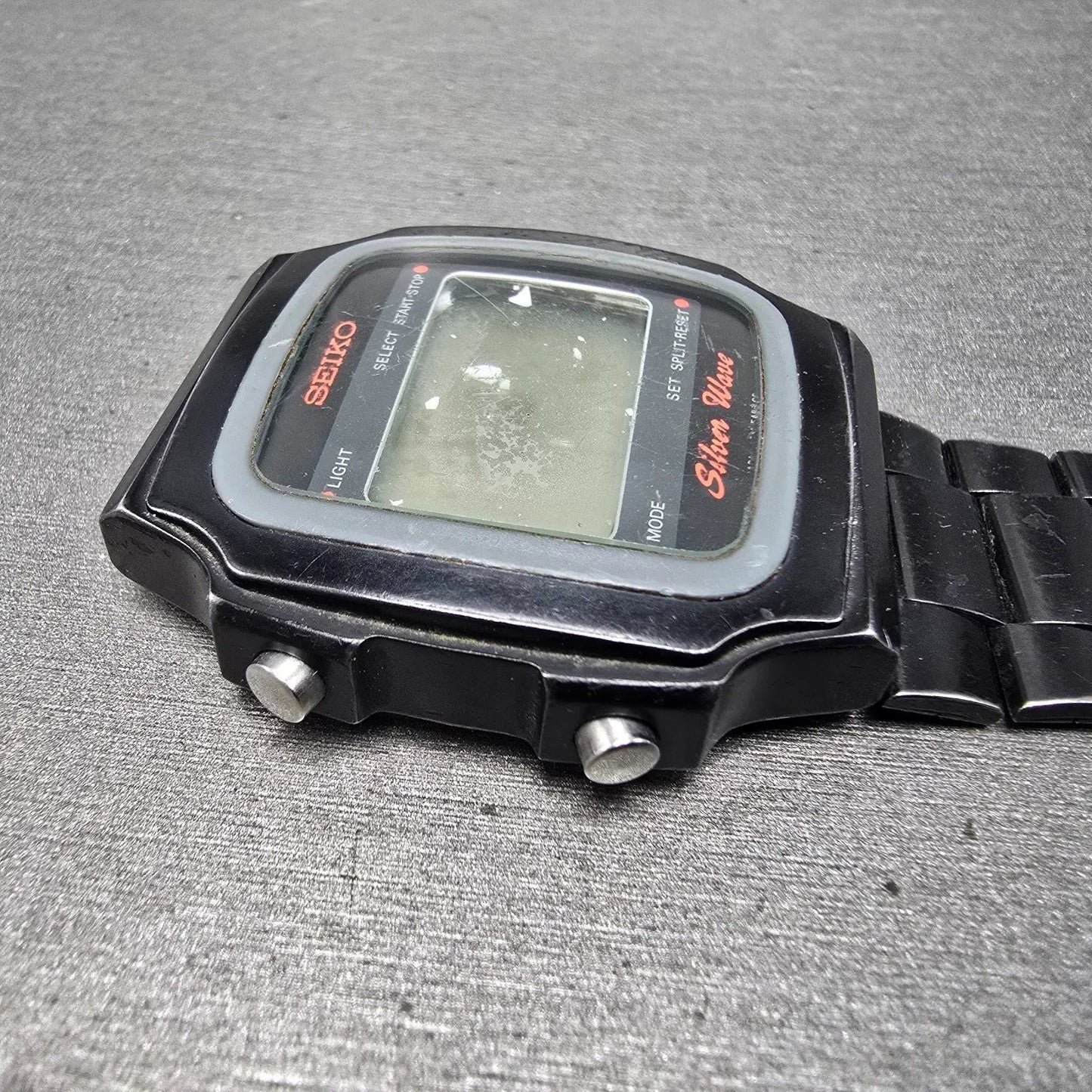 Seiko Silver Wave Watch Men 34mm Black Digital Chronograph A914-5A50 PARTS VTG6