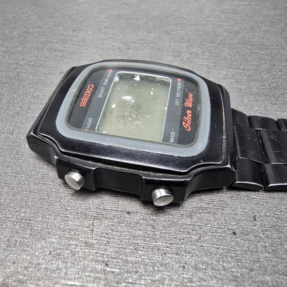 Seiko Silver Wave Watch Men 34mm Black Digital Chronograph A914-5A50 PARTS VTG6