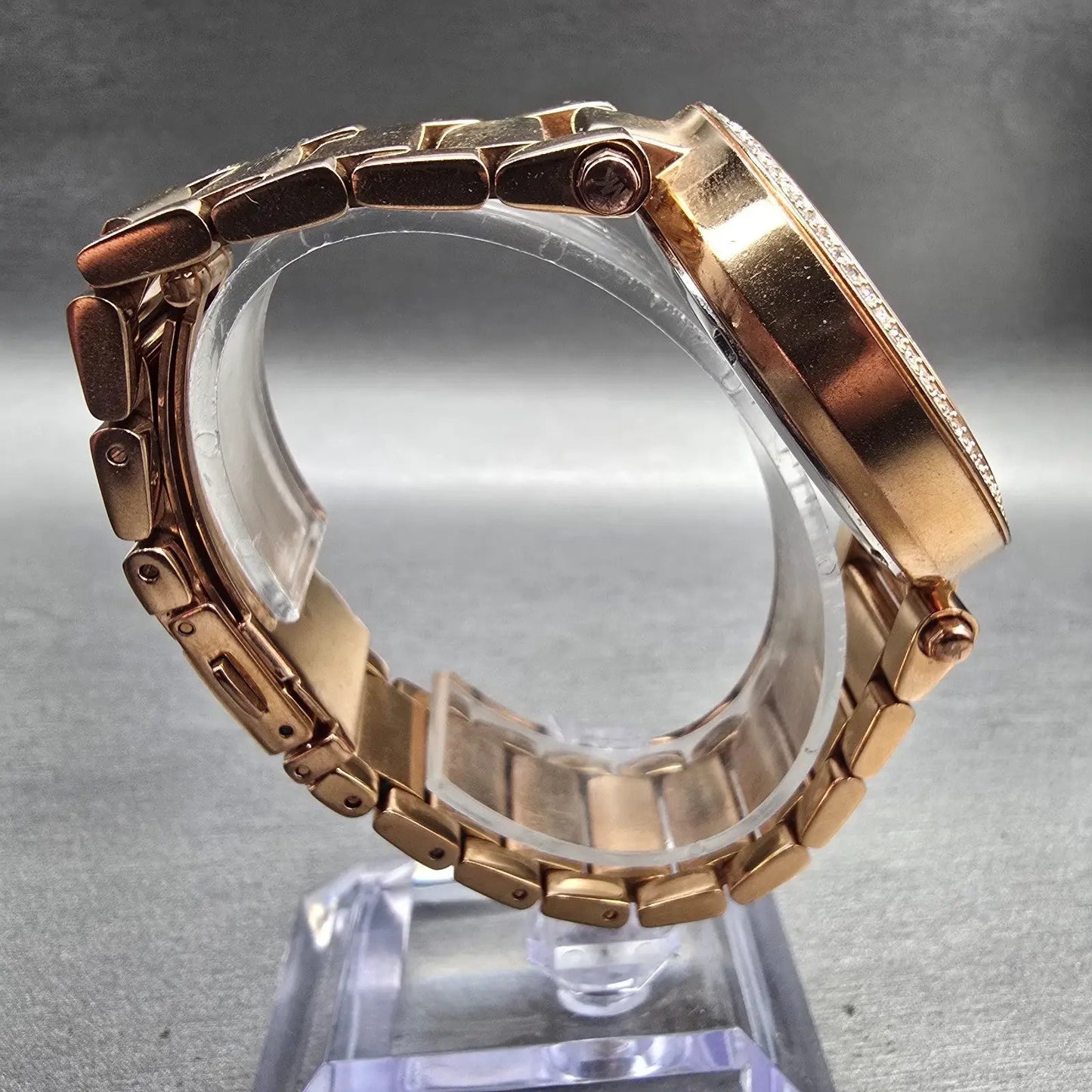 Michael Kors Parker Watch Women 39mm Rose Gold Gemmed MK-5865 New Battery LPF8