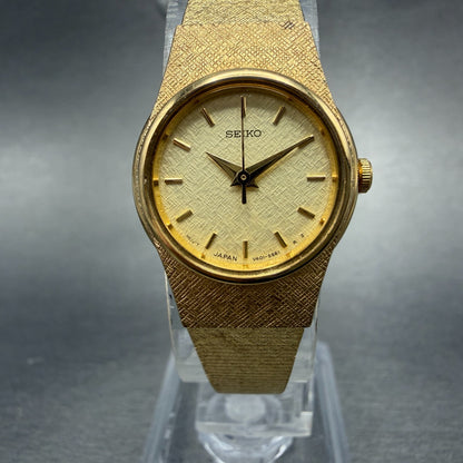 Seiko watch Women 19mm Champagne Dial Gold Tone Round V401-1819 New Battery HJ80
